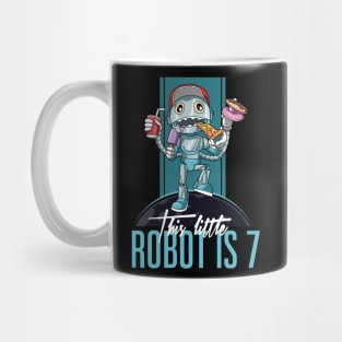 Kids 7 th Birthday Funny Robot Unhealthy Food Party Mug